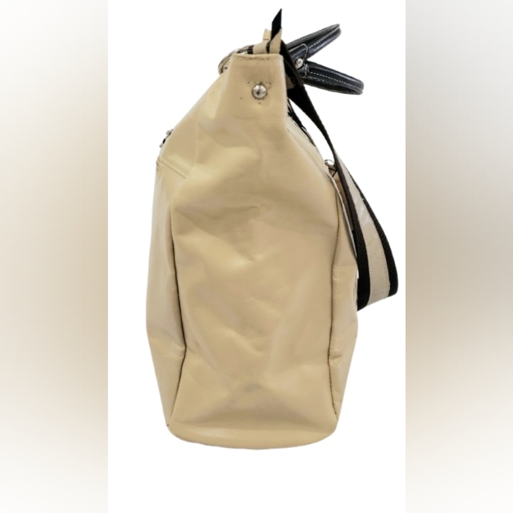 Nino Bossi Genuine Leather Tote Bag Beige LChic Beige Handbag with Black Accents - Picture 3 of 10